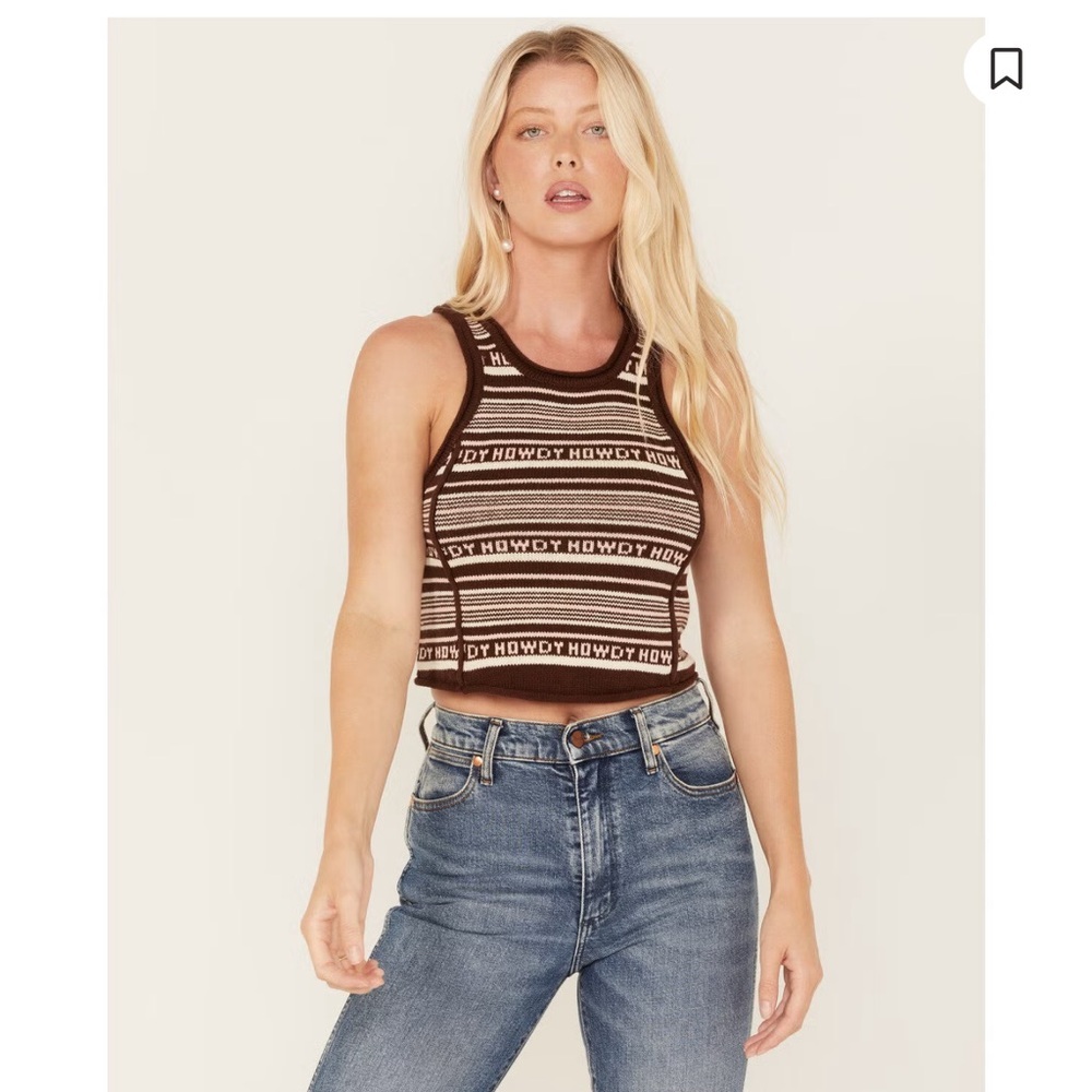 BEYOND THE RADAR WOMEN'S HOWDY STRIPE KNIT SWEATER CROPPED TANK TOP boot barn - Picture 2 of 11